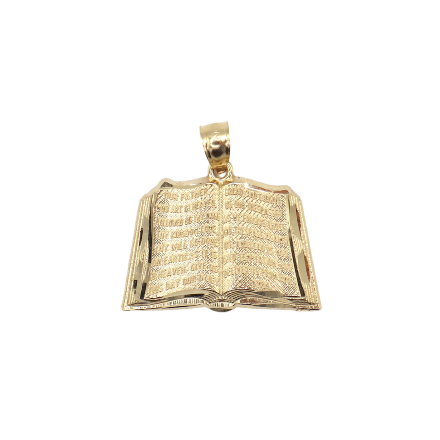 10K Solid Yellow Gold Prayer Bible Christian Charm Pendant
