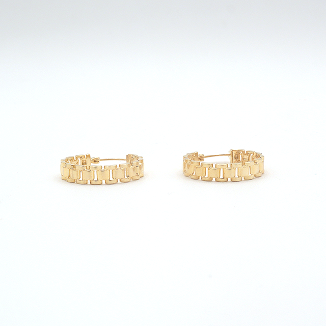 10K Solid Yellow Gold Diamond-Cut Presidential Rolly Hoop Earrings