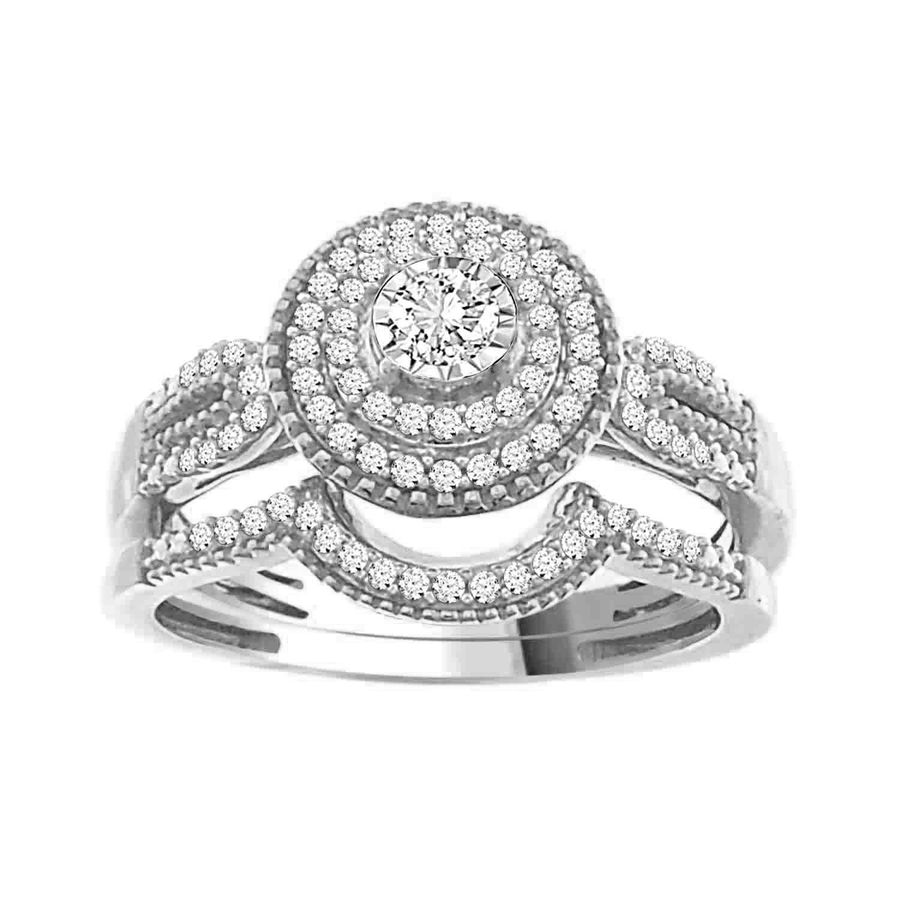 LADIES BRIDAL SET 0.33CT ROUND DIAMOND 10K WHITE GOLD