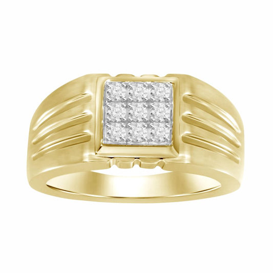 MEN'S RING 0.35CT ROUND DIAMOND 10K YELLOW GOLD