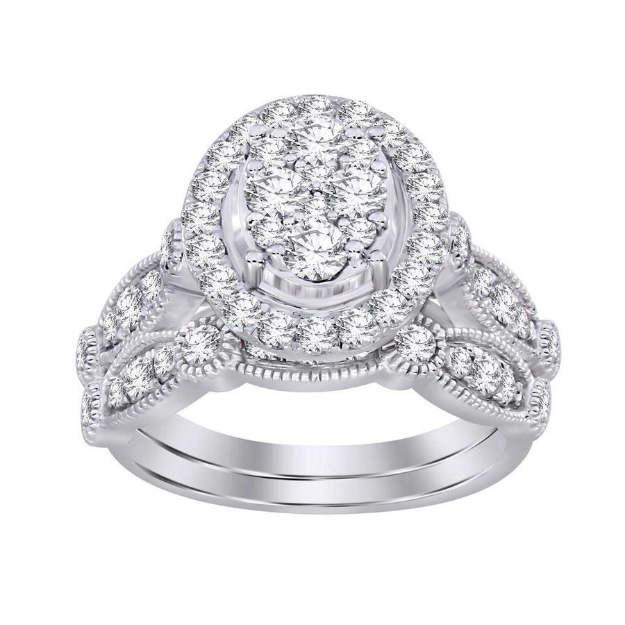 LADIES RING 1.50CT ROUND DIAMOND 14K WHITE GOLD