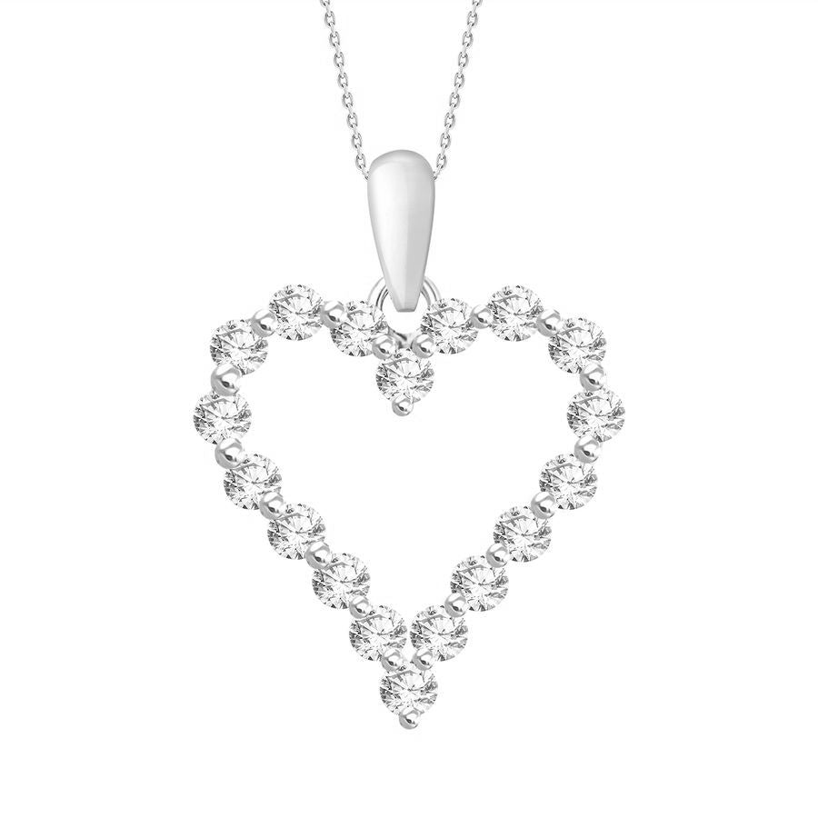 LADIES HEART PENDANT 0.25CT ROUND DIAMOND 14K WHITE GOLD (SI QUALITY)