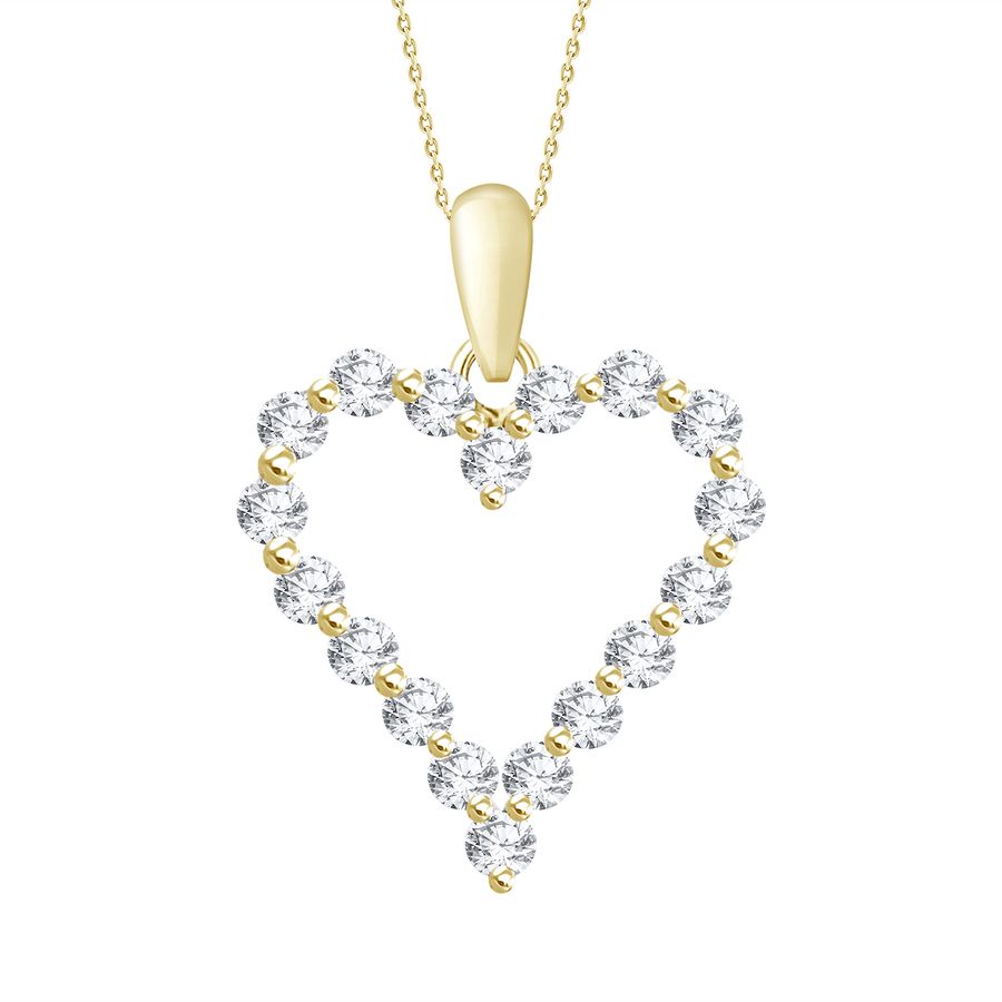 LADIES HEART PENDANT 0.25CT ROUND DIAMOND 14K YELLOW GOLD (SI QUALITY)