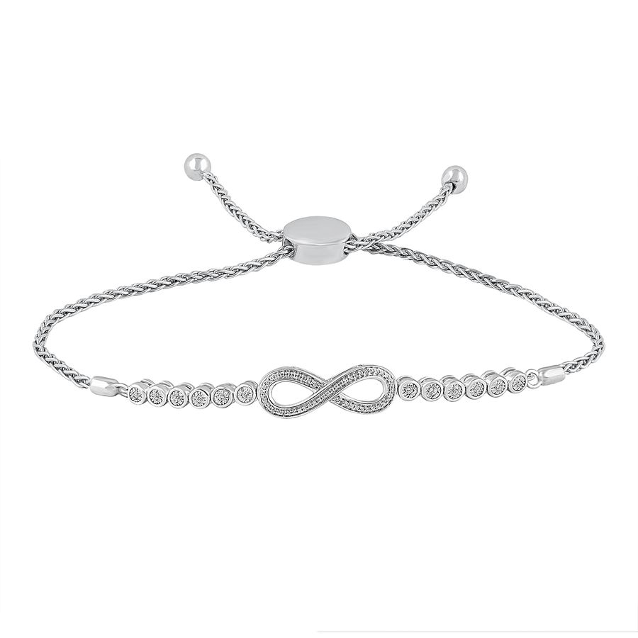 LADIES BRACELET 0.15CT ROUND DIAMOND STERLING SILVER/WHITE GOLD