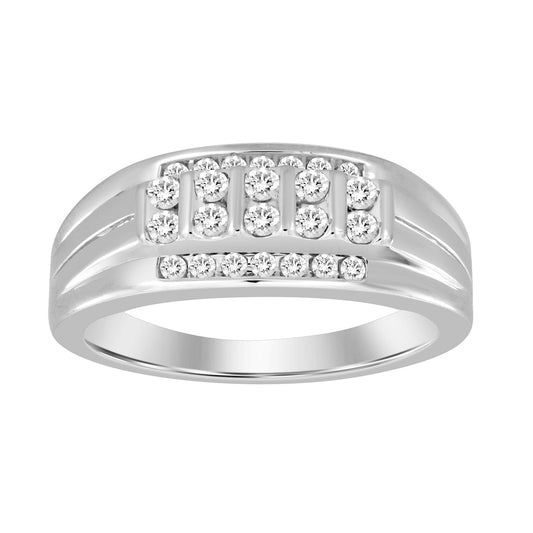 MEN'S BAND 0.50CT ROUND DIAMOND 14K WHITE GOLD