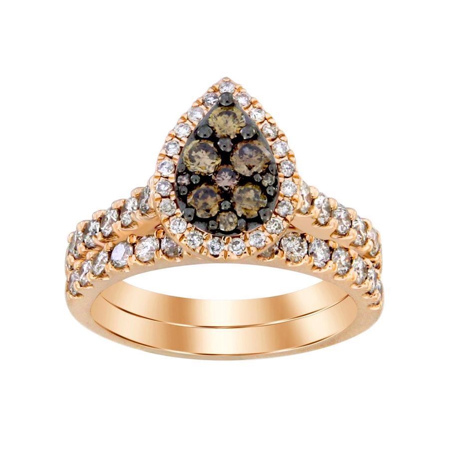 LADIES RING 1.50CT ROUND/DARK BROWN DIAMOND 14K ROSE GOLD