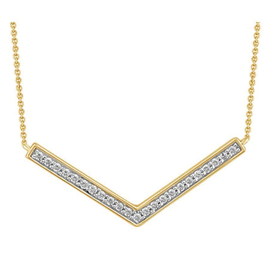 LADIES NECKLACE 0.15CT ROUND DIAMOND 10K YELLOW GOLD