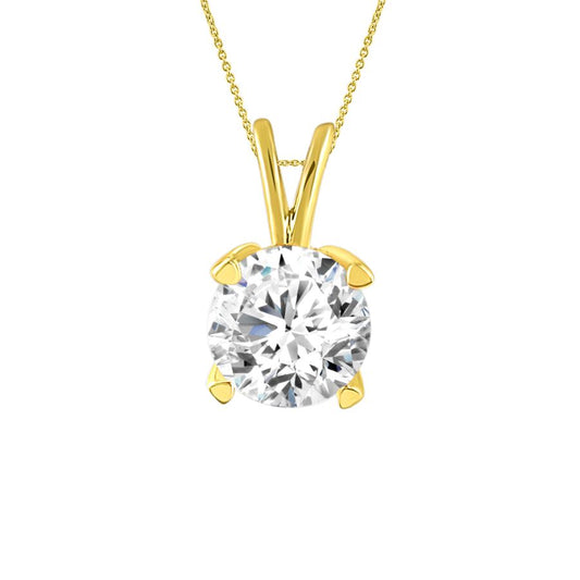 LADIES SOLITAIRE PENDANT 0.15CT ROUND DIAMOND 14K YELLOW GOLD