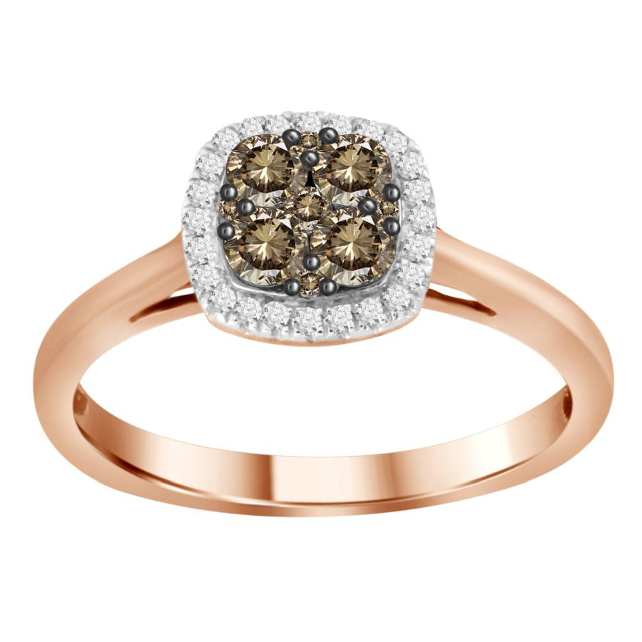 LADIES RING 0.45CT ROUND DARK BROWN DIAMOND 14K ROSE GOLD (SI QUALITY)