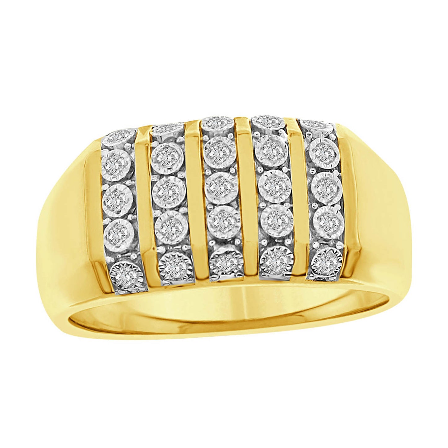 MEN'S RING 0.50CT ROUND DIAMOND 10K YELLOW GOLD