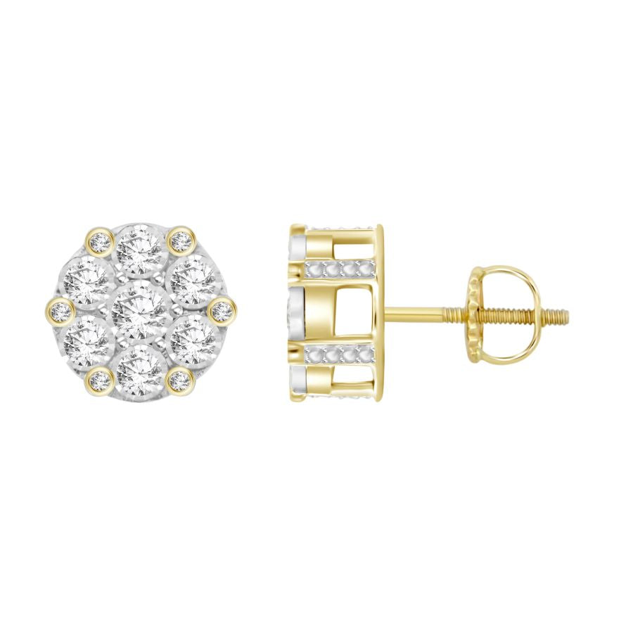 LADIES EARRINGS 0.50CT ROUND DIAMOND 10K YELLOW GOLD