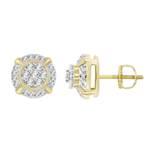 LADIES EARRINGS 0.25CT ROUND DIAMOND 10K YELLOW GOLD