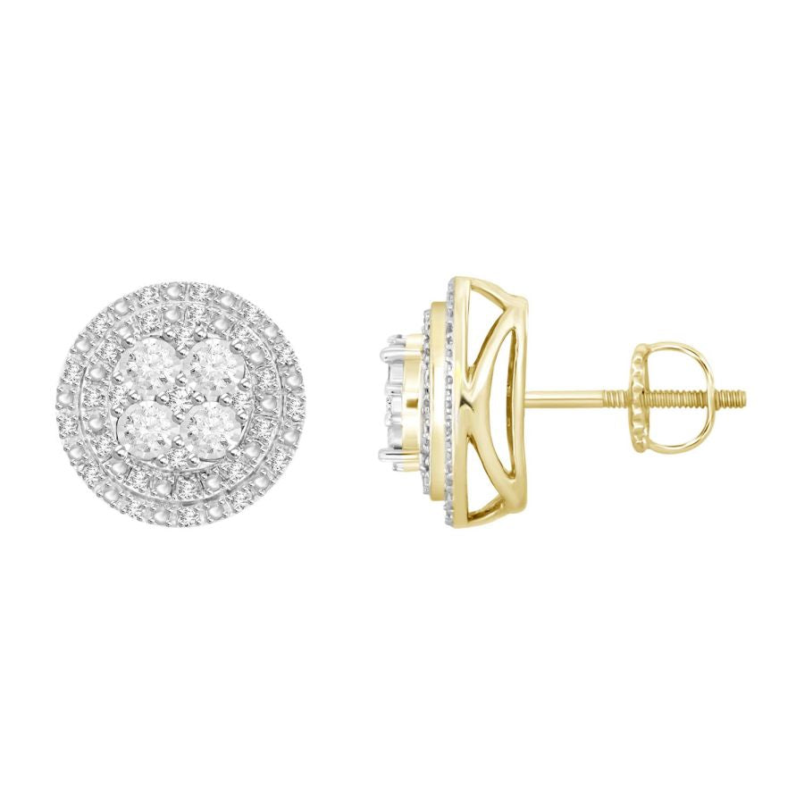 LADIES EARRINGS 0.25CT ROUND DIAMOND 10K YELLOW GOLD