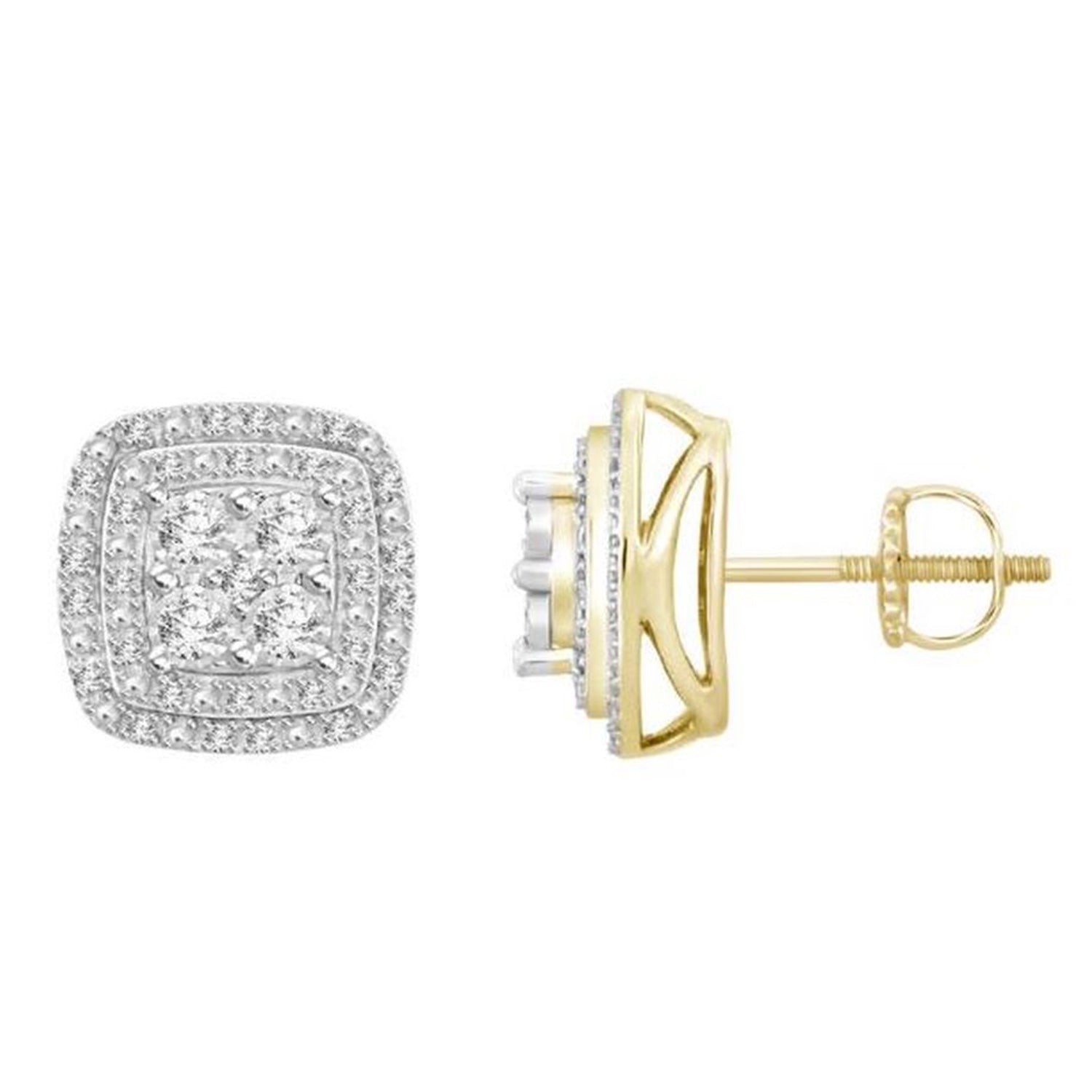 LADIES EARRINGS 0.20CT ROUND DIAMOND 10K YELLOW GOLD