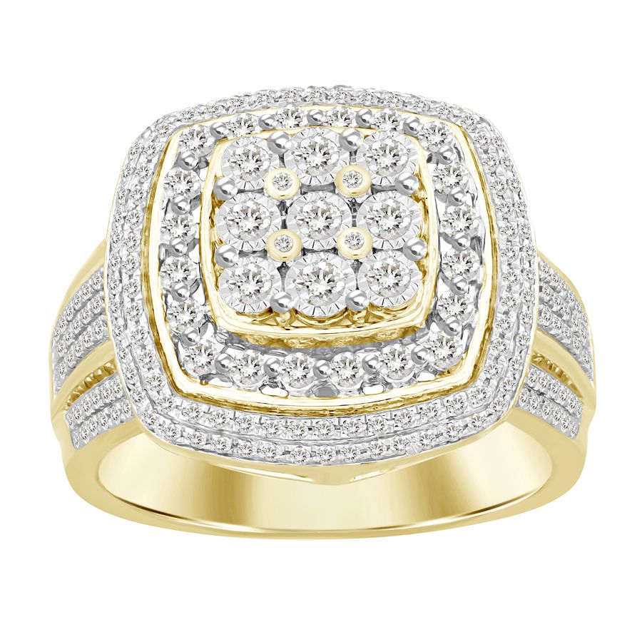 MEN'S RING 0.75CT ROUND DIAMOND 10K YELLOW GOLD