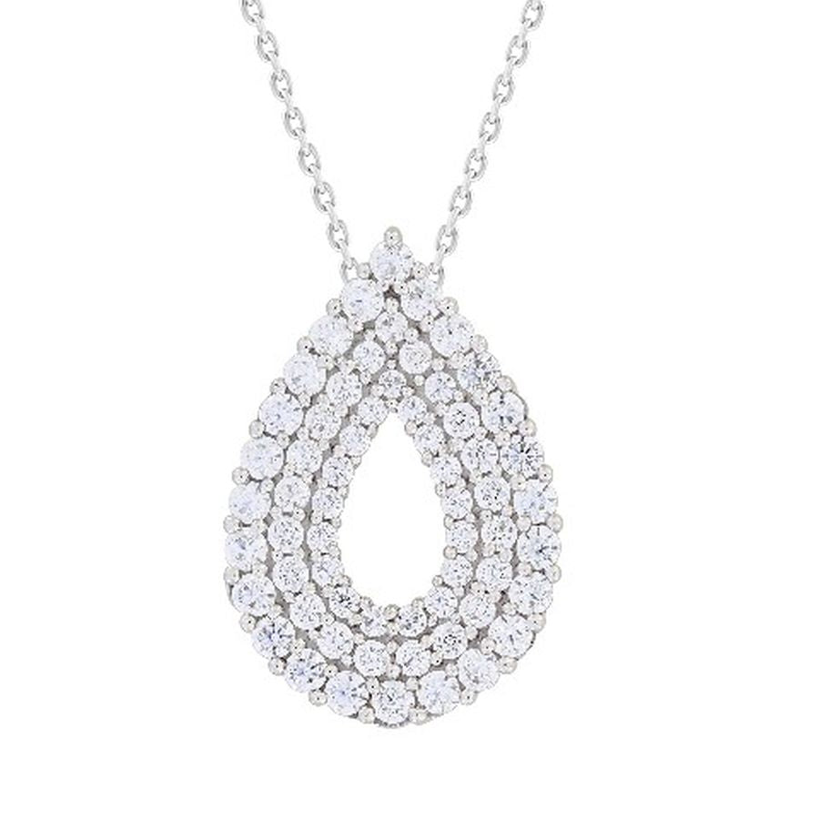 LADIES PENDANT WITH CHAIN 1.00CT ROUND DIAMOND 14K WHITE GOLD