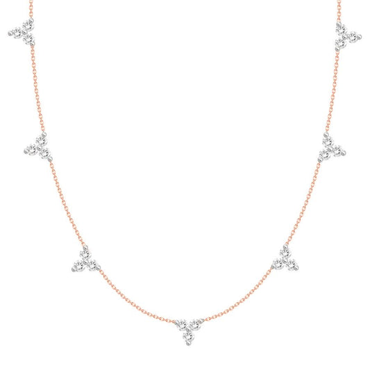 LADIES NECKLACE 1.00CT ROUND DIAMOND 14K ROSE GOLD