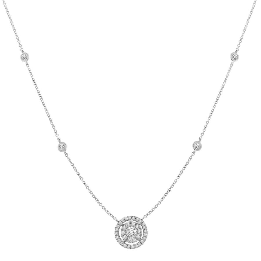 LADIES NECKLACE 0.65CT ROUND DIAMOND 14K WHITE GOLD