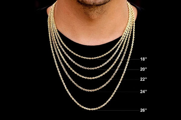 14K Real Gold 2.5mm Rope Chain STF Diamonds