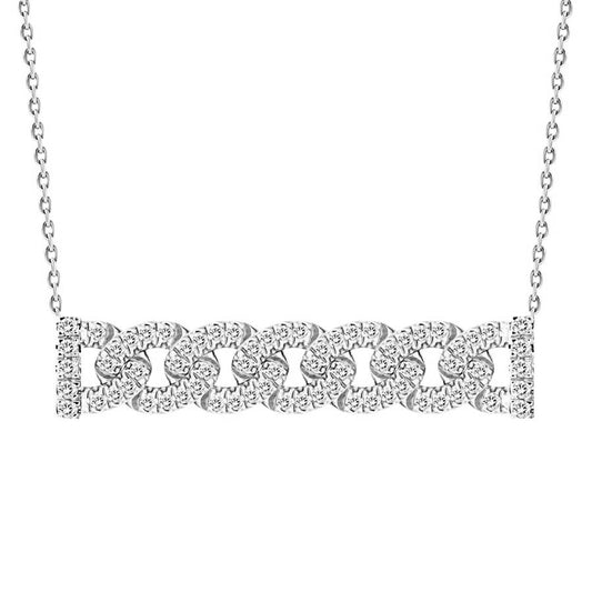 LADIES NECKLACE 0.25CT ROUND DIAMOND 10K WHITE GOLD