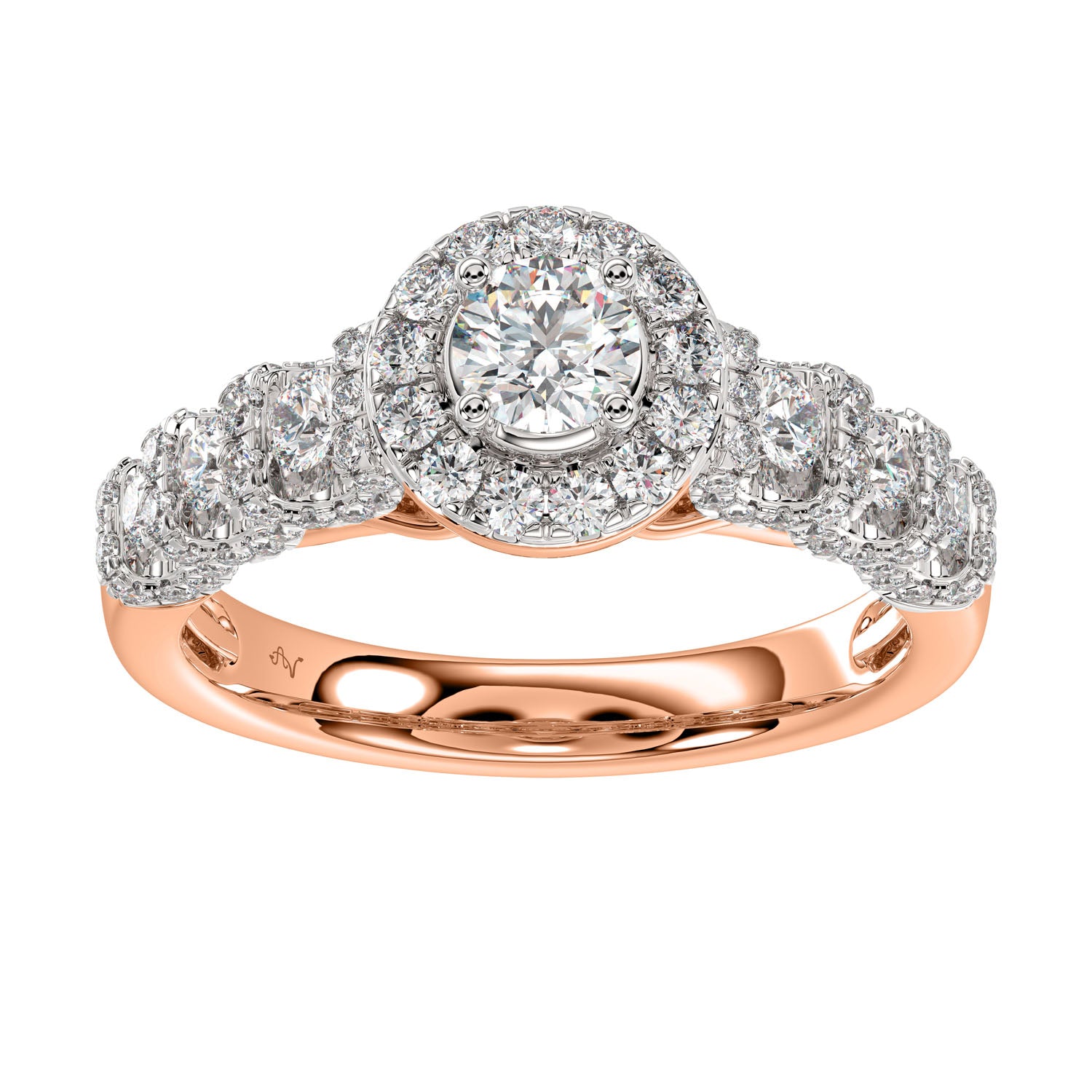 LADIES ENGAGEMENT RING 1.00CT ROUND DIAMOND 14K ROSE GOLD