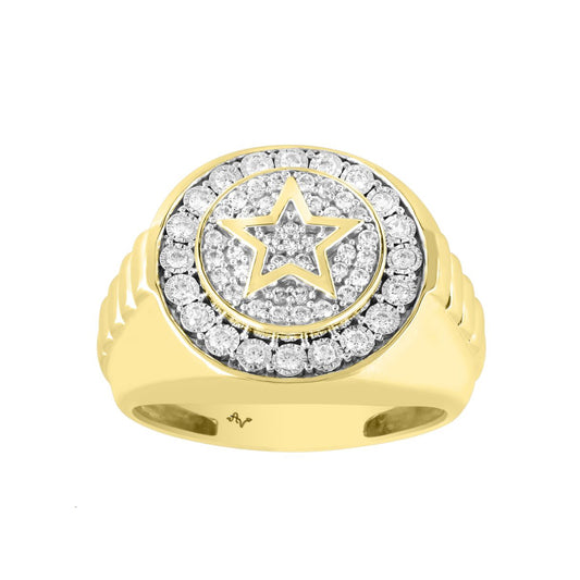 MEN'S RING 0.50CT ROUND DIAMOND 10K YELLOW GOLD