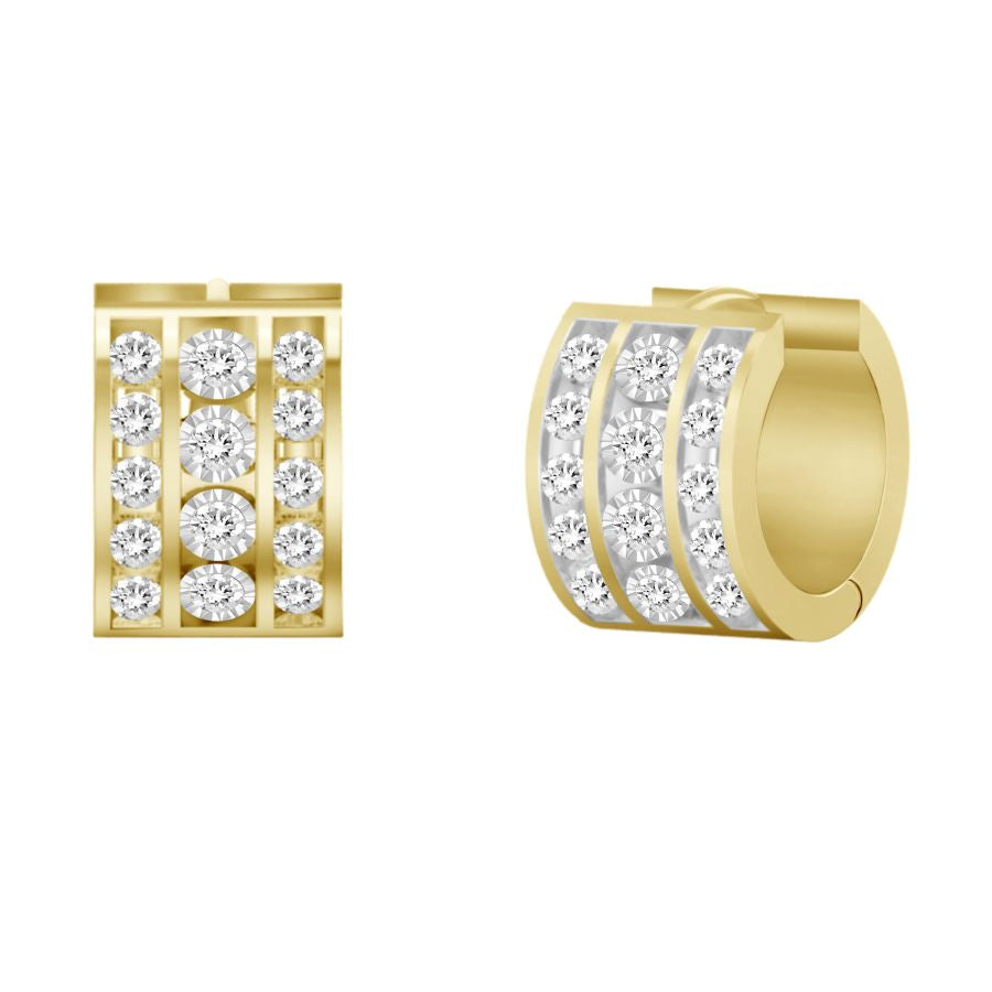 LADIES EARRINGS 0.25CT ROUND DIAMOND 10K YELLOW GOLD