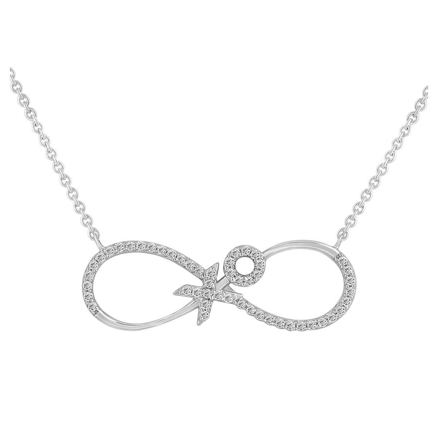 LADIES NECKLACE 0.15CT ROUND DIAMOND 10K WHITE GOLD