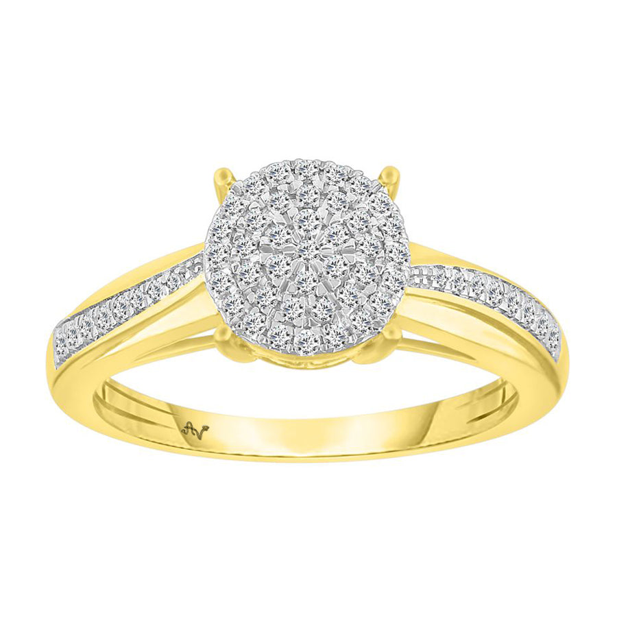 LADIES RING 0.25CT ROUND DIAMOND 10K YELLOW GOLD