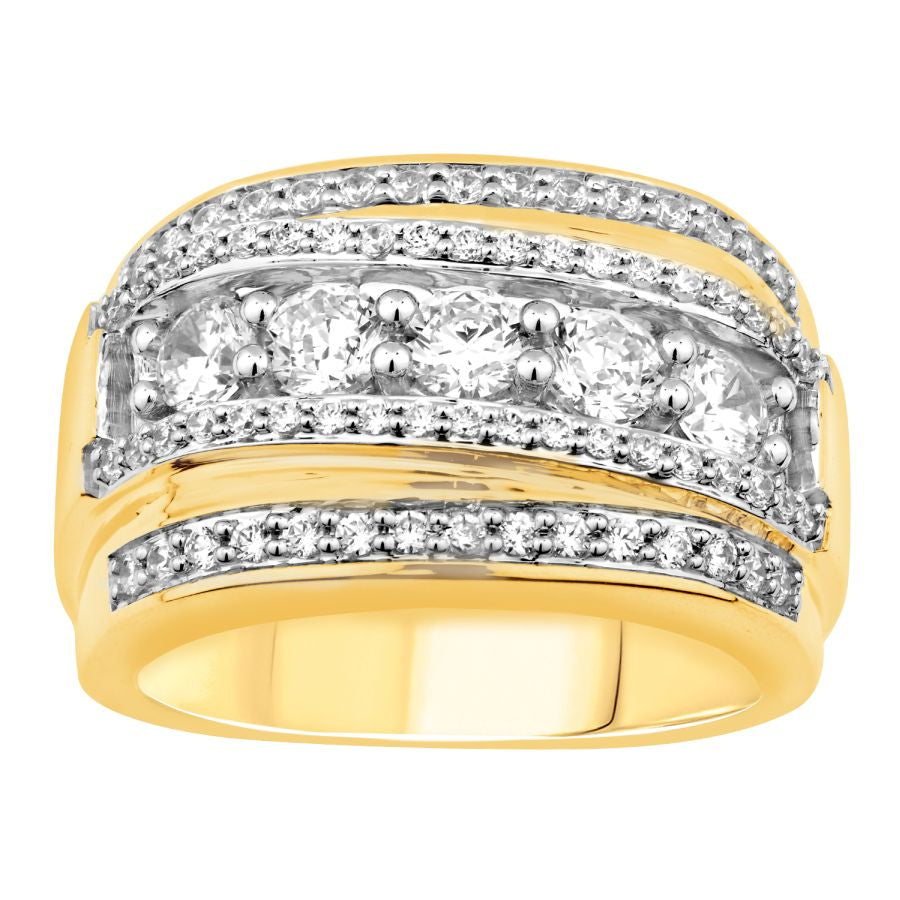 MEN'S BAND 2.00CT ROUND DIAMOND 10K YELLOW GOLD