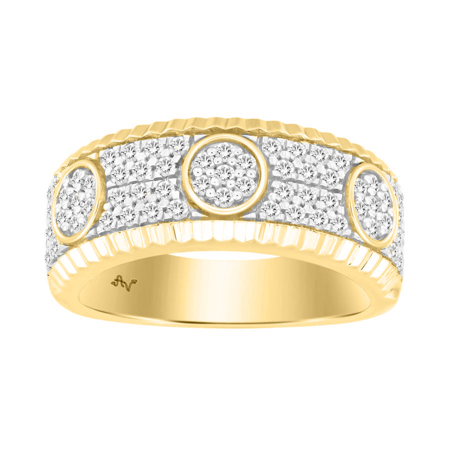 MEN'S RING 0.75CT ROUND DIAMOND 10K YELLOW GOLD