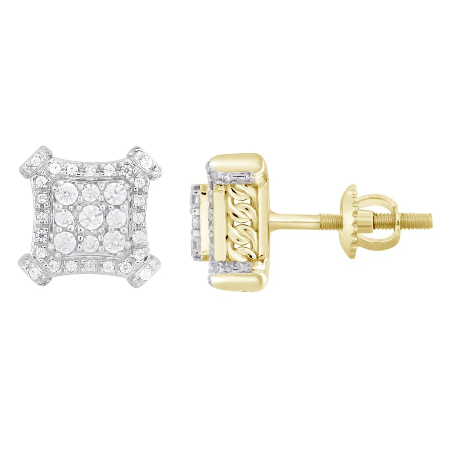 LADIES STUD EARRINGS 0.50CT ROUND DIAMOND 10K YELLOW GOLD