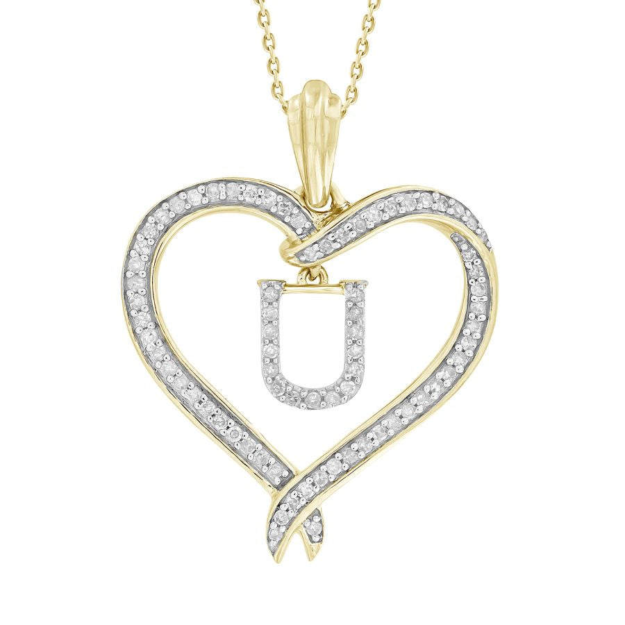 LADIES PENDANT 0.25CT ROUND DIAMOND 10K YELLOW GOLD