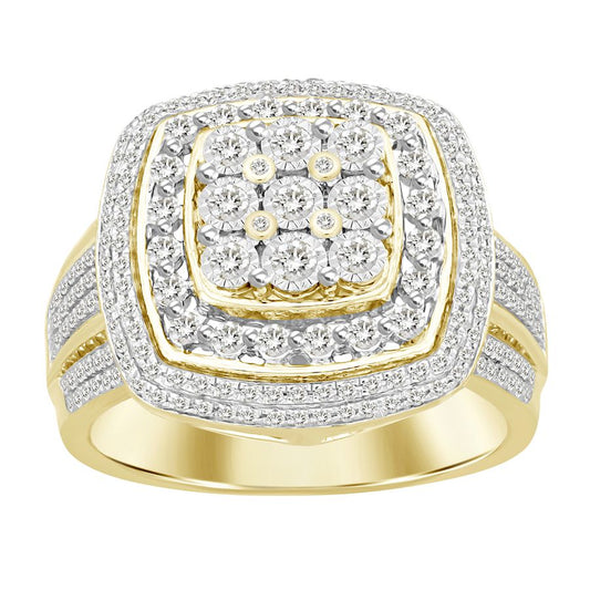 MEN'S RING 0.75CT ROUND DIAMOND 14K YELLOW GOLD