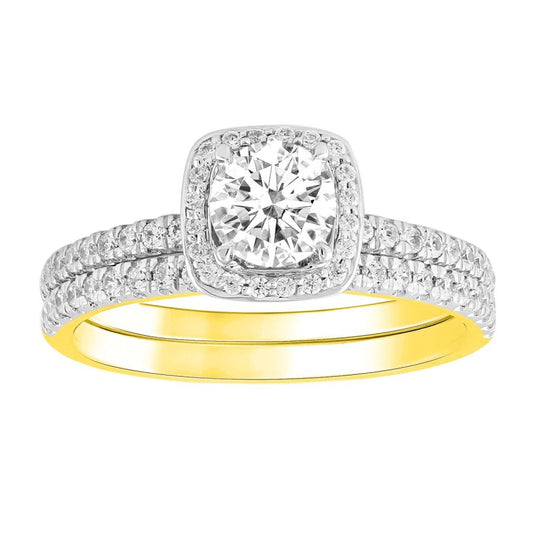 LADIES BRIDAL SET 1.33CT ROUND DIAMOND 14K YELLOW GOLD (SI QUALITY)