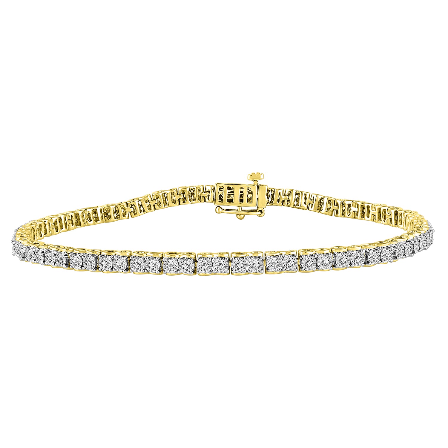 LADIES BRACELET 1.00CT ROUND DIAMOND 14K YELLOW GOLD (SI QUALITY)