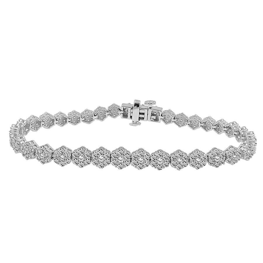 LADIES BRACELET 5.00CT ROUND DIAMOND 14K WHITE GOLD