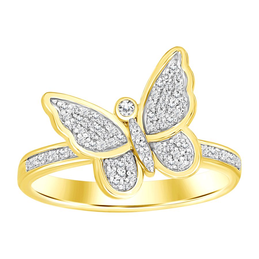 LADIES RING 0.15CT ROUND DIAMOND 10K YELLOW GOLD