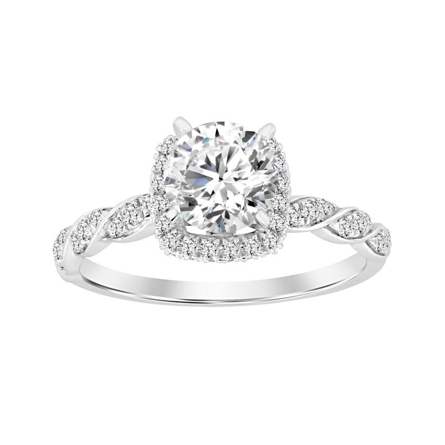 LADIES SEMI MOUNT RING 0.33CT ROUND DIAMOND 14K WHITE GOLD (CENTER STONE 1.00CT ROUND DIAMOND)