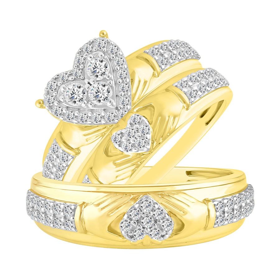 LADIES TRIO SET 1.00CT ROUND DIAMOND 10K YELLOW GOLD