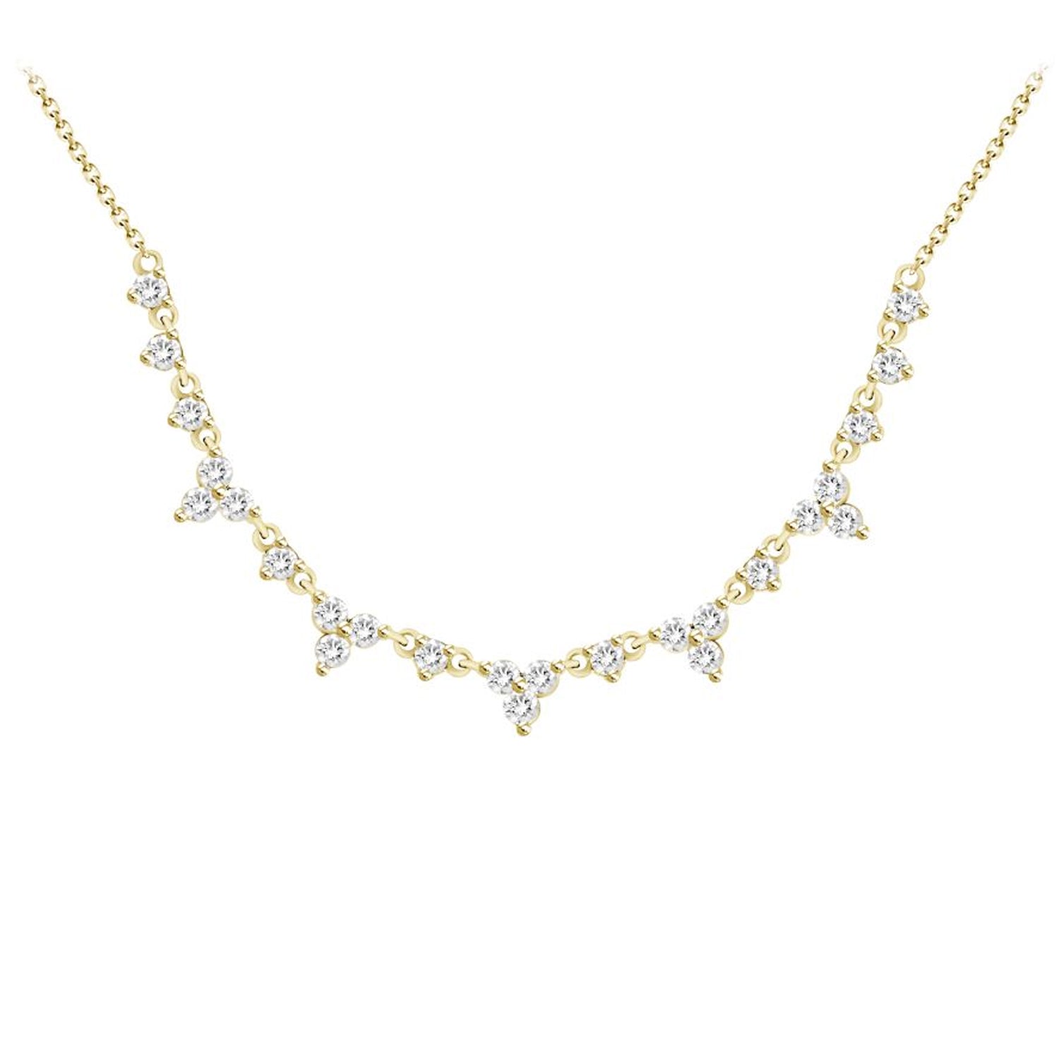 LADIES NECKLACE 0.50CT ROUND DIAMOND 14K YELLOW GOLD