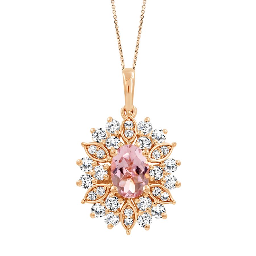 LADIES PENDANT 1.50CT ROUND/OVAL  DIAMOND 10K ROSE GOLD