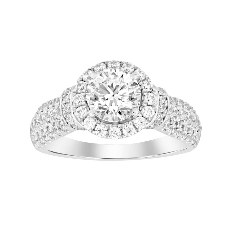 LADIES RING 0.75CT ROUND DIAMOND 14K WHITE GOLD