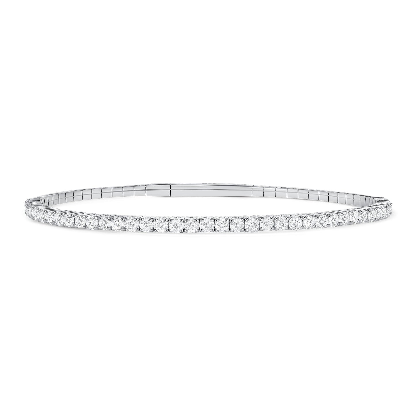 LADIES SEMI MOUNT HALF FLEXIBLE BANGLE 1.00CT ROUND DIAMOND 14K WHITE GOLD