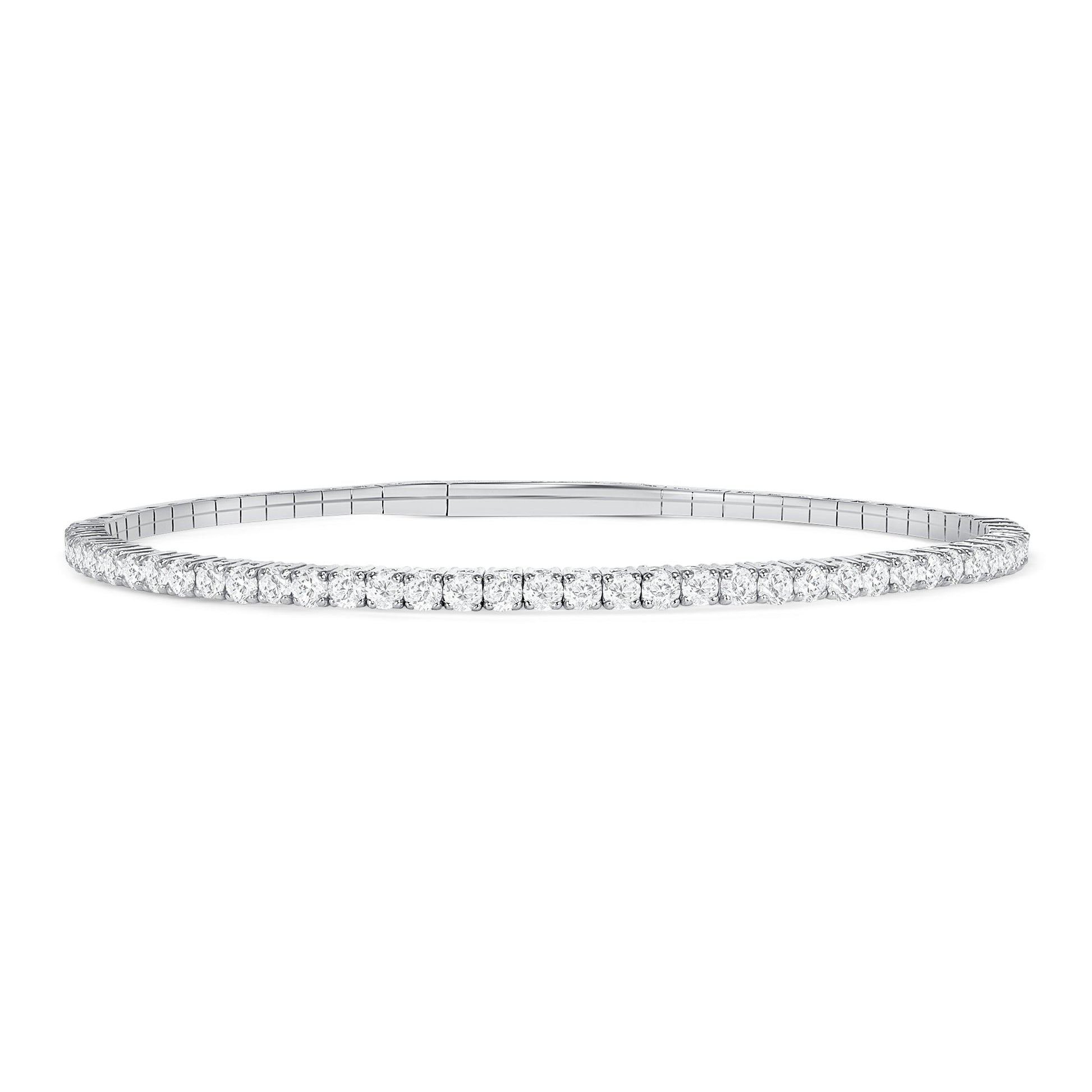 LADIES SEMI MOUNT HALF FLEXIBLE BANGLE 1.00CT ROUND DIAMOND 14K WHITE GOLD