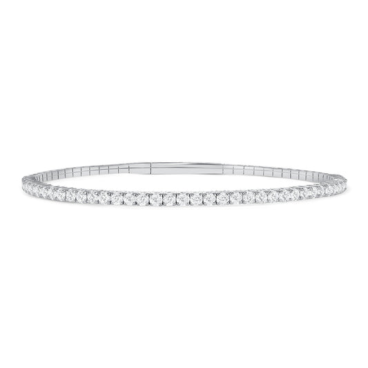 LADIES SEMI MOUNT HALF FLEXIBLE BANGLE 1.00CT ROUND DIAMOND 14K WHITE GOLD