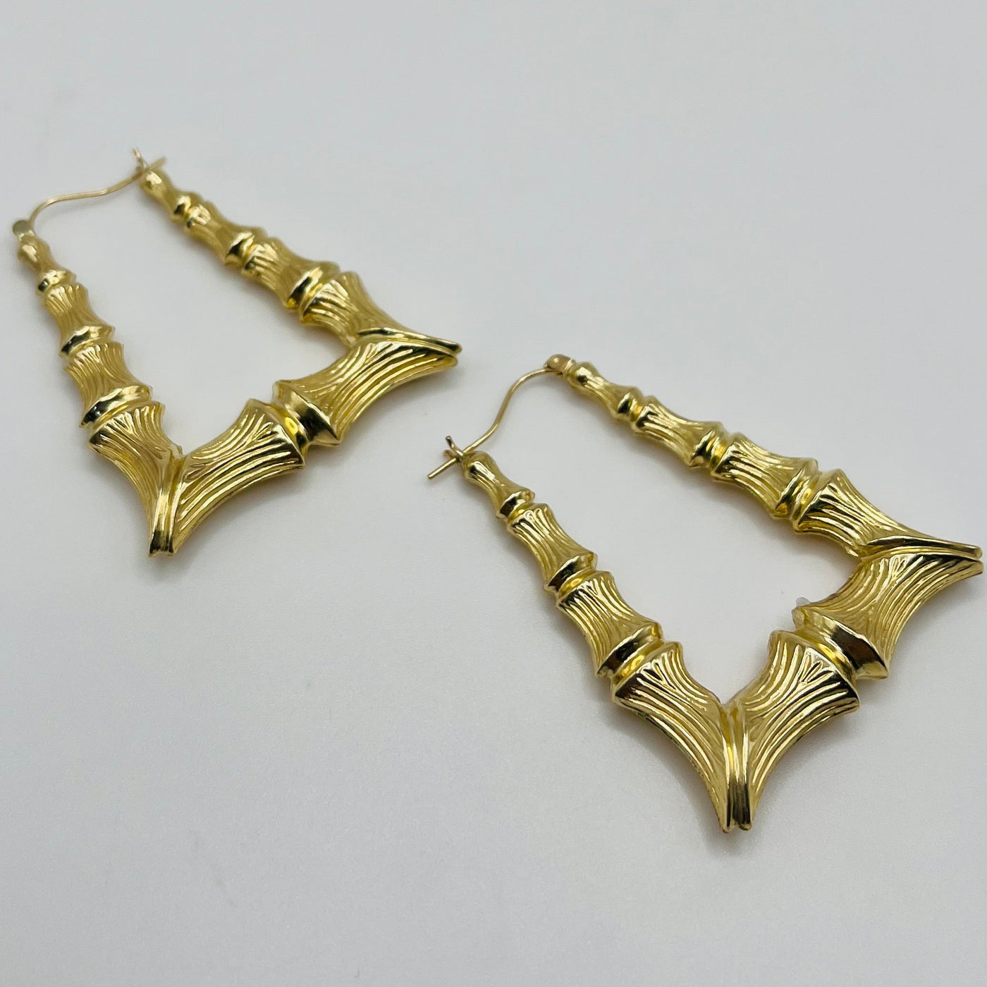 10K Yellow Gold Door Knocker Hoops (1.75")