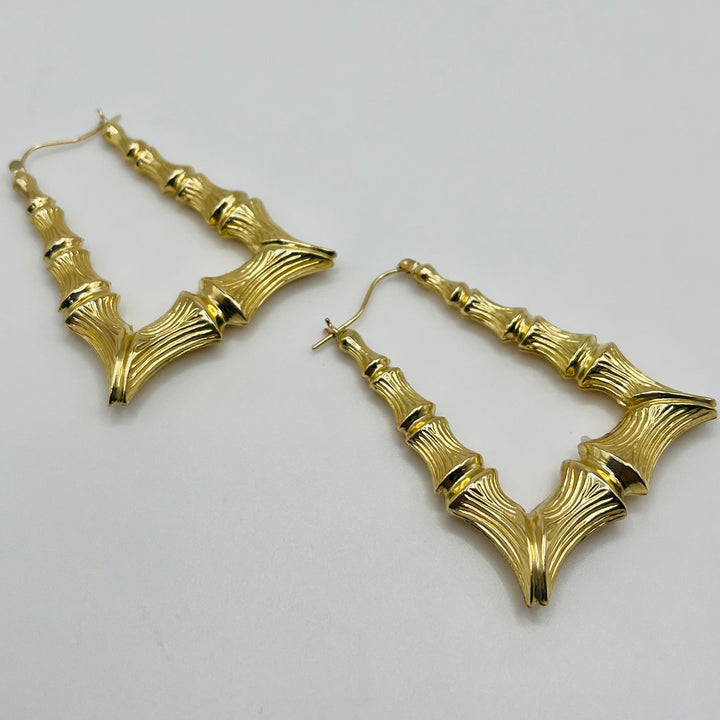 10K Yellow Gold Door Knocker Hoops (1.75")