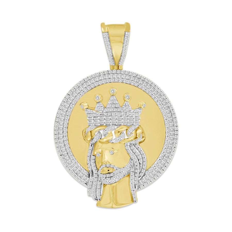 MEN'S CHARM 1.25CT ROUND/BAGUETTE DIAMOND 10K YELLOW GOLD