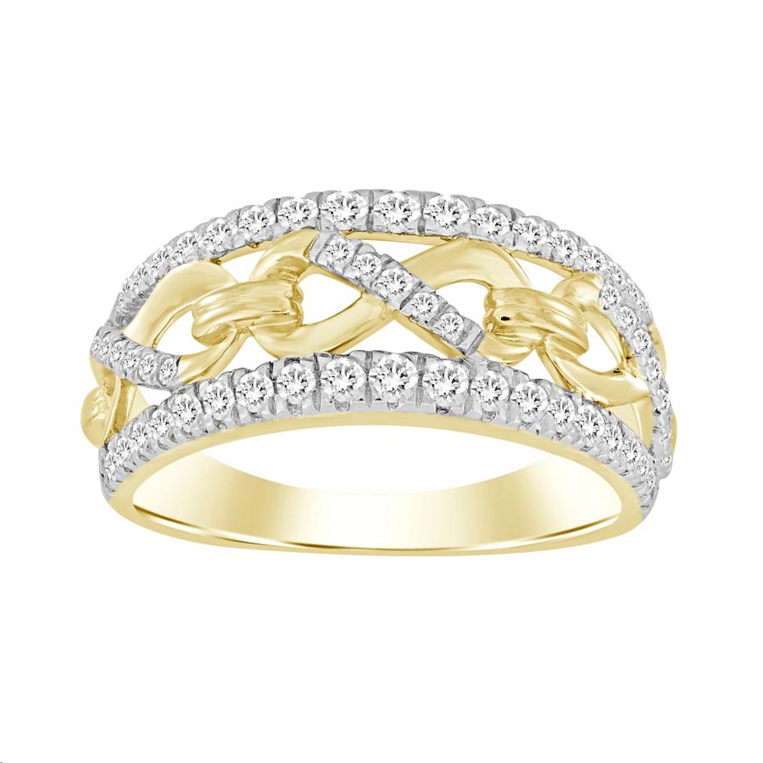 LADIES BAND 0.50CT ROUND DIAMOND 14K YELLOW GOLD